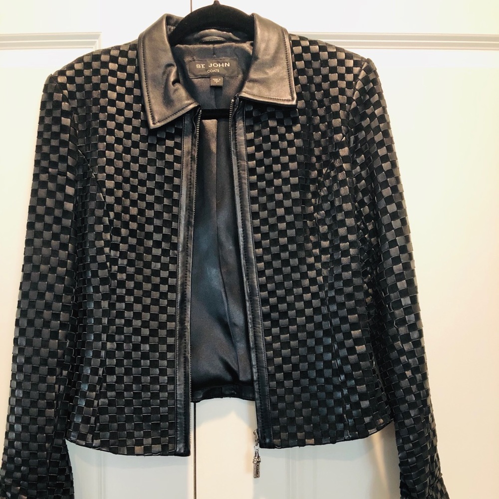 ST. JOHN  MIXED LEATHER AND SUEDE JACKET ( new)